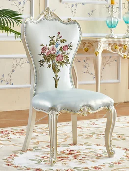 Eiropas krēslu vienkārša Eiropas baltās restorāns masīvkoka mīkstās ēdamistabas krēsls Amerikāņu pilna ciets koks cirsts ziedu krāsas