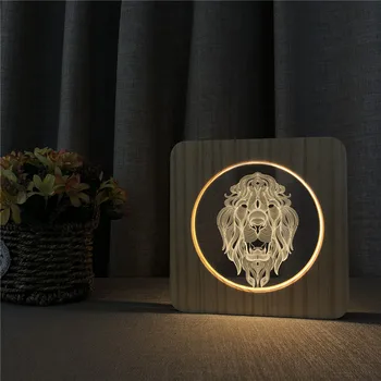 Lauva Dzīvnieku 3d Led LampTable Gaismas Slēdzi Kontroles Griešanai Lampas Bērnu Istabas Rotā Dropship