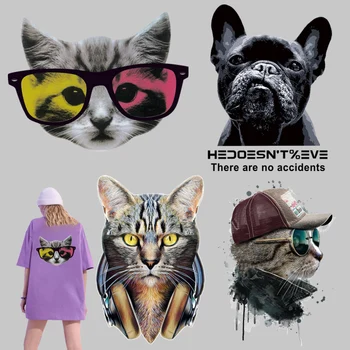 Brilles kaķu un suņu dzīvnieku modeļiem, Siltuma PVC Patch Plāksteri Apģērbu DIY T-krekls Mazgājams DIY Appliques plāksteri