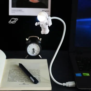 Elastīga USB Astronauts LED Galda Lampas Nakts Gaisma DC 5V Spuldzes Datoru, Klēpjdatoru, DATORU, Notebook Lasījumā Tabulā Mājas Dekoru