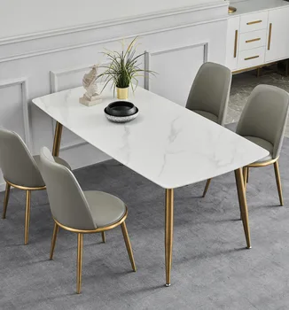 Vienkārši marmora pusdienu galds ar 4 ēdamistabas krēsli noteikt dzīvojamās istabas mēbeles ēdamistabas galda krēslu komplekts taisnstūris 120X60X75 cm