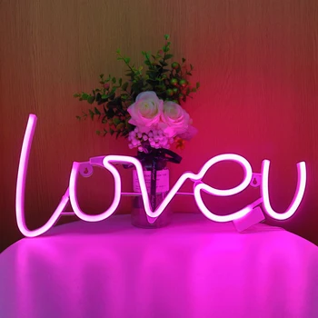 Vairumtirdzniecības Loveu Neona LED Sienas Apgaismojums Veikalā Apsveikuma Pazīmes Mājas Puse, Kāzu Loga Veikals Dekori Nakts Lampas, Baterijas vai USB Powered