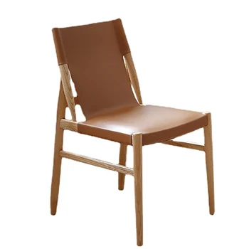 Unikālo Ādas Ēdamistabas Krēsli Ziemeļvalstu Minimālisma Muguras Dizainers Krēsli Koka Pārvietojamās Skaidrs, Sillas De Comedor Mājas Mēbeles