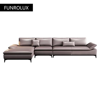 Moderns dīvāns kombinācija pirmais līmenis pātagot uz leju radošo dzīvoklis Ziemeļvalstu dzīvojamā istaba vienkārša, moderna īstas ādas mākslas
