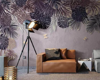 wellyu Ziemeļvalstu roku apgleznoti retro stila tropu augu palmu augu augstas klases dzīvojamā istaba guļamistaba fona sienas tapetes