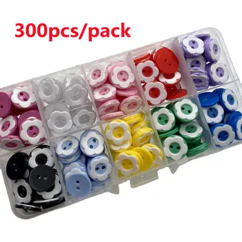 300pcs/daudz 13mm 10 Krāsas Ziedu Pogu Bērniem Drēbes Apdares Plastmasas Sveķu Kārtu Flatback pogas, Šūšanas Piederumi, Instrumenti,