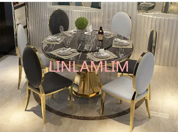 Nerūsējošā tērauda Ēdamistabas Komplekts Mājas Mēbeles minimālisma mūsdienu stikla ēdamgalds un 6 krēsli mesa de jantar muebles comedor