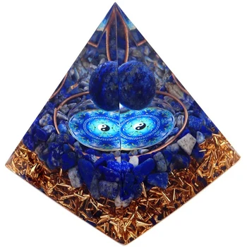Orgonite Piramīdas Lapis Lazuli Sazare Lazurīts Ar Apaļu Bumbu Taegeuk Orgonite Piramīdas Statuetes Dabas Spēku Akmens