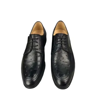 ousidun jaunas Strausu ādas vīriešu Kleitu kurpes biznesa atpūtas Apaļa galva Vīriešu ādas kurpes vīriešu formālu apavi