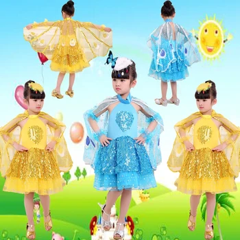 Dzelteno cāļu kostīmi bērniem pīļu cosplay putnu kleita meitenēm festivāls deju drēbes dzīvnieku puse skatuves sniegumu