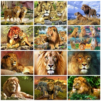 EverShine Dimanta Glezniecības Pilnībā Urbt Laukumā Lauva Dimanta Izšuvumi Dzīvniekiem Krustdūrienu Rokdarbu Komplekti Mākslas Mājas Apdare