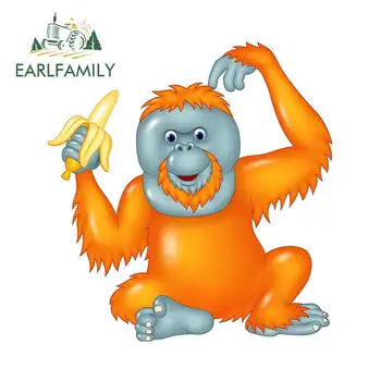 EARLFAMILY 13cm x 12,3 cm Multiplikācijas filmu Orangutan Smieklīgi, Auto Uzlīmes, Ledusskapis Decal Ūdensizturīgs Oklūzija Saskrāpēt, Lai JDM SUV RV