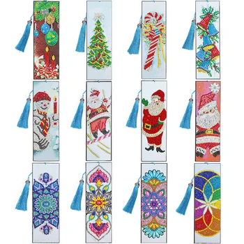 5D DIY Īpašas Formas Dimanta Krāsošana Grāmatzīmi Santa Claus Dimanta Izšuvumi Pušķis Grāmatu Zīmes Mandala Ziemassvētku Dāvanas