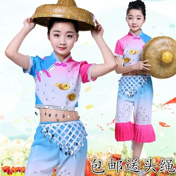 Ķīnas Yangko Deju Tērpu Posms Austrumu Jauno Gadu Yangko Dancewear par Personu Bērniem Valsts Ventilators Deju Apģērbs 90