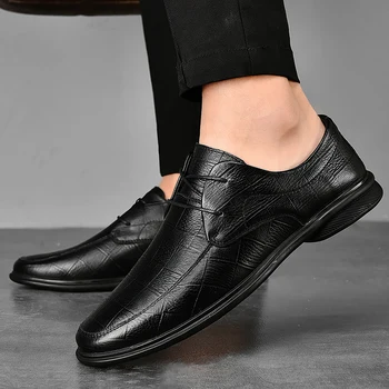 Īstas Ādas Vīriešu kurpes Biznesa Ikdienas Apavi Britu Stils Ērti Pātagot Izturīgs Mīkstu Zoli, Vīriešu Apavi vīriešu apavi