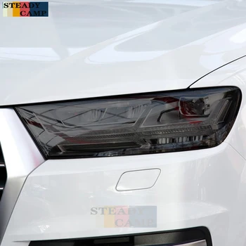 2 Gab., Auto Lukturu aizsargplēvi Kūpinātas Melnu Nokrāsu Wrap Caurspīdīga Vinila TPU Uzlīme Audi Q7 SQ7 4M 2016-2019