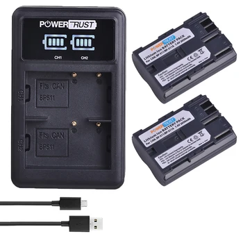 PowerTrust 2GAB BP-511, BP-511A Kamera bateria + LED Dual USB Lādētājs Canon G6 G5 G3 G2 G1 EOS 300D 50D 40D 30D 20D 5D
