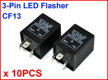 10PCS CF13 JL-02 LED Flasher 3 Pin Elektronisko Releju Modulis Noteikt LED SMD Pagrieziena Signāla Gaismu Kļūdas, kas Mirgo Blinker 12V 0.02 A 20A