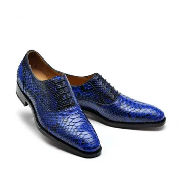hubu jauno Python ādas rokasgrāmata vīriešu modes kurpes Vīriešu kurpes zilā mežģīnes-up Ādas kurpes dabiskās ādas zoli