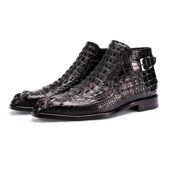 piliyuna jaunais krokodils Vīriešu kurpes Īstas ādas Martin zābaki jaunu Augstas zābaki biznesa rokasgrāmata Vīriešiem krokodils zābaki