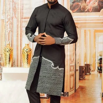 Āfrikas Apģērbs Cilvēks ar garām Piedurknēm Drukāts Izšūti Lielgabarīta Krekls Retro Vīriešu Sociālo Blūze Smart Casual Vīriešu Apģērbs