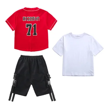 Mazulis Atdzist Hip Hop Apģērbu Jaciņa T Krekls Beisbola Krekls Džersija Tops Vasaras Kravas Bikses, lai Meitene Zēns Deju Tērpu Apģērbu 3pcs