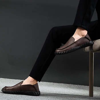 Vīriešu dzīvoklis ādas pārdošanas cuero par vīriešu apavi ērti mokasīni atpūtas de modes vīrietis vīriešiem kurpes masculino hombre mens karstā