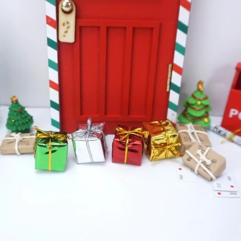 4gab 1:12 Ziemassvētku Dāvanu Kastē Namiņš Miniatūras Color Cube Kāzu Box Model Home Santa Svētku Skatuves Dekori, Rotaļlietas