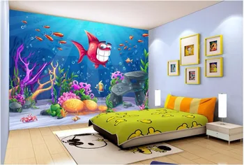 3d tapetes custom sienas foto Karikatūra jūras pasaule zivju bērni, telpu dekorēšana glezna 3d sienu gleznojumi tapetes sienām 3 d