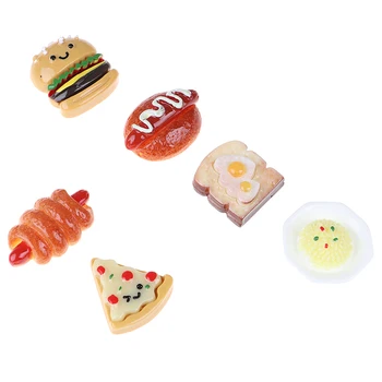 10pcs Leļļu Nams Miniatūras Mini Hamburgas Picas Maize Rotājumu DIY Sveķu Aksesuāri leļļu Namiņš Dekori