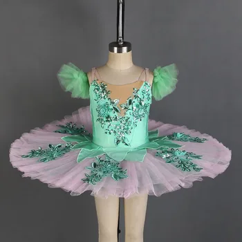 Zaļā, Rozā Pasaku Baleta Gara Kleita Vai Esmeralda Balet Tutus,Konkurences Posmā Drāma Flora Baleta Tērpu Kritums Piegāde