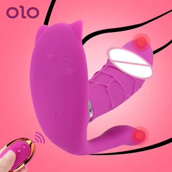 OLO Tālvadības Apkure Valkājamas Dildo Vibratoru Masturbator Biksītes ar Anālo Klitora Stimulators Masāža Seksa Rotaļlietas Sievietēm