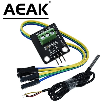 AEAK DS18B20 Temperatūras Sensora Modulis Komplektam Ūdensnecaurlaidīgs 100CM Digitālā Sensora Kabeli Nerūsējošā Tērauda Zondi Termināla Adapteri, 1M vads