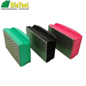 DIATOOL 3pcs Cieto Putu nodrošināti Roku Paliktni, 90X55MM(#50+#100+#200) Electroplated Dimanta Puses, Pulēšanas Spilventiņu Slīpēšanas Bloks