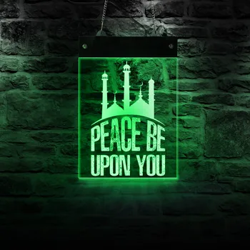 Miers Ir Pār Jums Islāma Citātus LED Neona Sienas Dekori 7 krāsu Maināms Islāma Sienas, Mākslas Apgaismojums, Akrila Padome Musulmaņu Mājās Māksla