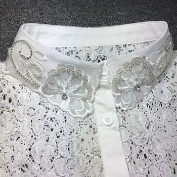 Cietā Lielas pērles noņemams krekls, Džemperis Viltus Apkakles Sieviešu Piederumi vilnis modes savvaļas vietas pleds tīru krāsu vietas, ķieģeļu