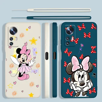 Disney Mickey Minnie Phone Gadījumā Xiaomi Mi 12X 12 11T 11es 11 10T 10es 10 Pro Lite Ultra Šķidrās Virves Būtiska Aizmugurējo Vāciņu