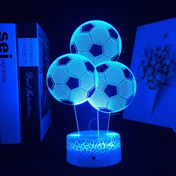 Futbols Sports 3D LED Nakts Gaisma Touch Tālvadības SwitchColorful Lampas Guļamistaba Dekorēšana Footballlovers Dāvanu Akrila Galda Lampa
