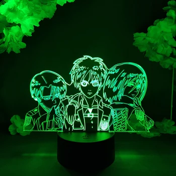 LED Anime Lampas Uzbrukumu Titan Grupas Attēls Kolekcionējamus Nightlight Kids Guļamistaba Dekorēšana Kawaii Istabas Interjeru Manga Mākslas Levi