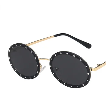 Modes Punk Diamond Oval Mazo Kadru Luksusa Saulesbrilles, Vīriešu un Sieviešu Modes Toņos UV400 Vintage Brilles