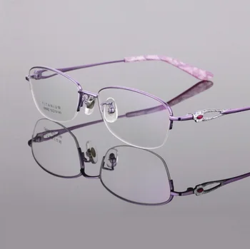 Platums-140 Tirdzniecības apšuvuma tīra titāna super gaismas daļēji bez apmales sieviešu rāmji, brilles oculos de grau sieviešu briļļu rāmji
