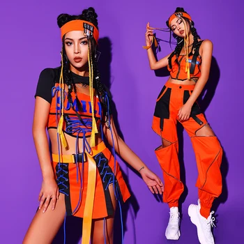 Jaunu Džeza Dejotājs Apģērbs Sievietēm Hip Hop Apģērbu Skatuves Kostīmu Streetwear Rave Valkāt Iela Dancewear Mūzikas Festivāls Apģērbu DL9874