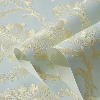 Luksusa Viktorijas Damask 3D Tapetes Roll Mājas Dekors Dzīvojamā Istaba Guļamistaba Sudraba Ziedu tapešu