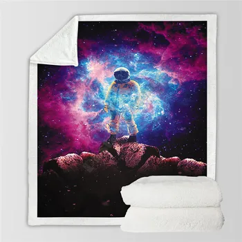 Plstar Cosmos Galaxy Astronauts Vilnas Segu 3D drukas Sherpa Segu uz Gultas, Mājas Tekstila Pasakaina stils-2