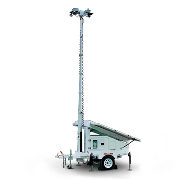 Rokasgrāmata Uzraudzības Teleskopiskie Atbalsta Stabi 5m Kamera, Motorizētie Telekomunikāciju CCTV mobilo saules piekabes tornis