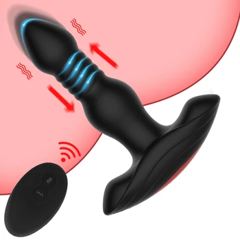 Bezvadu Tālvadības Anālais Vibratori Thrusting Anālais Butt Plug G-Spot Vibrators Sieviete Vīriešu Prostatas Massager Seksa Rotaļlietu Vīriešiem