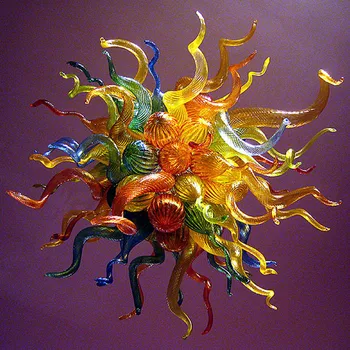 Itālija Kulons Lampas, Multi Krāsu Roku Pūstā Stikla ar LED Ķēdē Lustras Gaismas Armatūra 24 vai 28 Collas