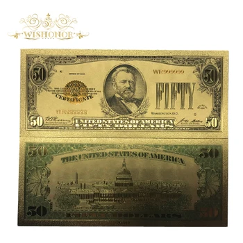 Wishonor 10pcs/daudz 1928 ir Amerikas Zelta Banknošu $50 Dolāru Banknotes 99.9% Zelta Pārklājumu Viltotas Naudas Savākšanas Un Dāvanas