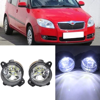 Auto LED Gaismām, Lai Skoda Roomster 2006 2007 2008 2009 2010 Auto-Stils Priekšējais Bamperis LED Miglas lukturi Lukturi