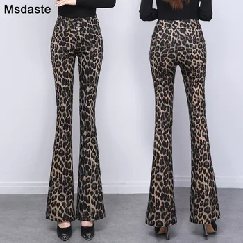 Uzliesmojums leopard bikses sievietēm augsta vidukļa modes leopard dāma bikses bodycon gadījuma sexy mujer pantalones slim bikses sieviete